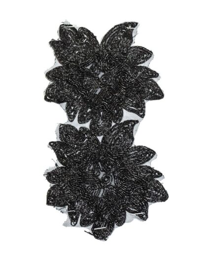 Dantela lurex flori 9cm - F7011-negru