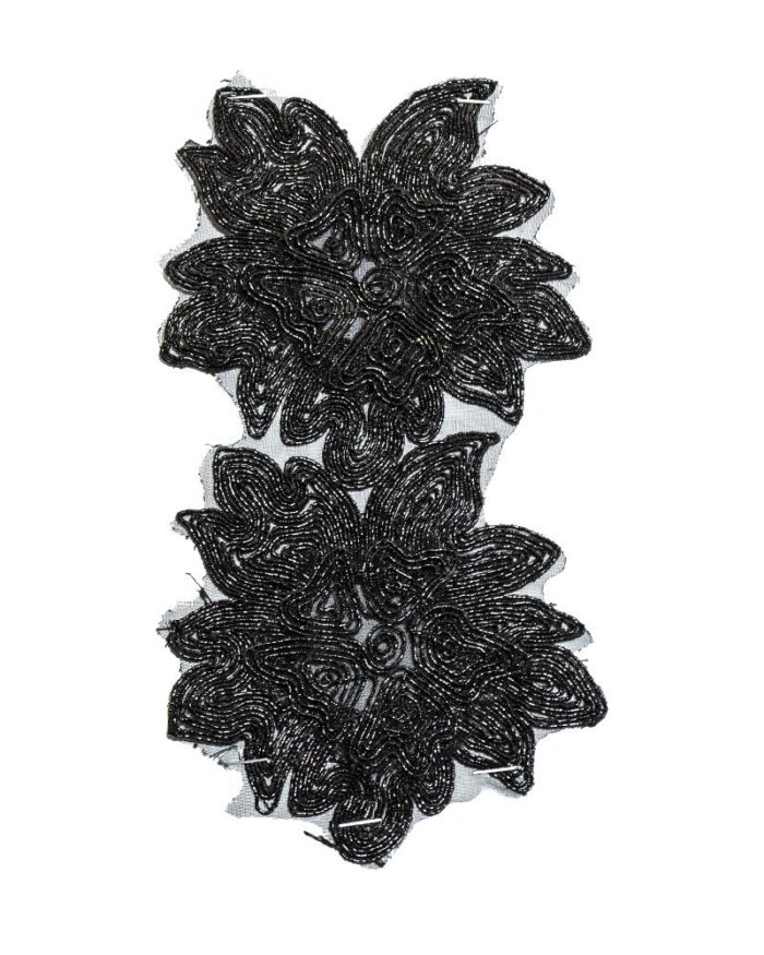 dantela-lurex-neagra-flori-F7011-9cm Dantela lurex flori 9cm - F7011-negru - imagine 1