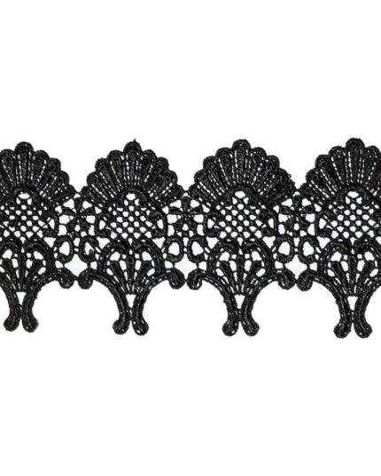 Dantela din poliester 75mm - D381-negru