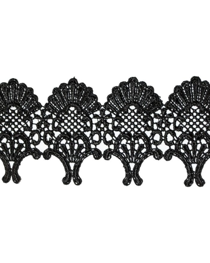 Dantela din poliester 75mm - D381-negru - imagine 1
