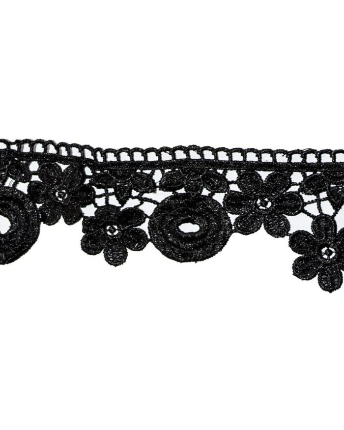 dantela-poliester-florala-7cm__S461-negru Dantela din poliester florala 7cm - S461-negru - imagine 1