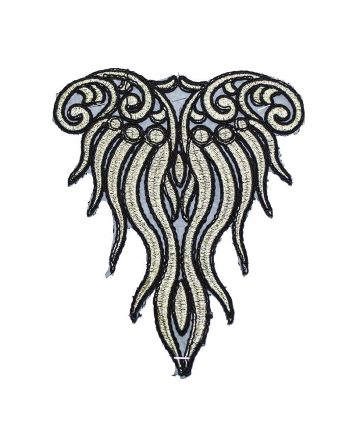 Dantela brodata lurex DBR-19cm - DBR1028-auriu-deschis - imagine 1