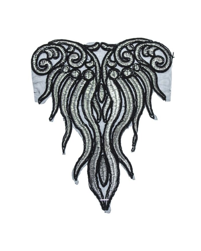 Dantela brodata lurex DBR-19cm - DBR1030-argintiu - imagine 1