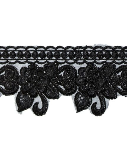 Dantela brodata lurex DBR_85mm - DBR552-negru