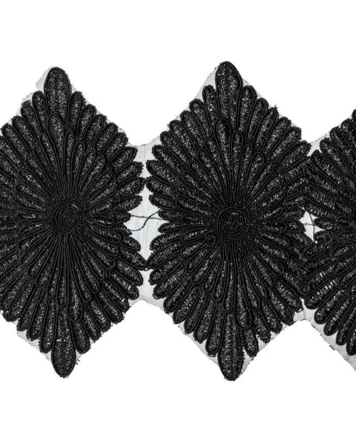 Dantela brodata lurex DBR1008-14cm dantela brodata poliester Bumbac+pietre; Dantela brodata poliester+lurex; dantela brodata poliester; dantela brodata lurex DBR; dantela brodata; dantela poliester florala 7cm; dantela poliester; dantela florala; dantela din poliester cu fluturi; dantela poliester flori