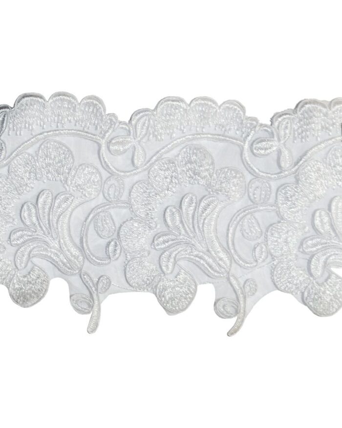 Dantela brodata poliester 11cm - DBR538-alb - imagine 1