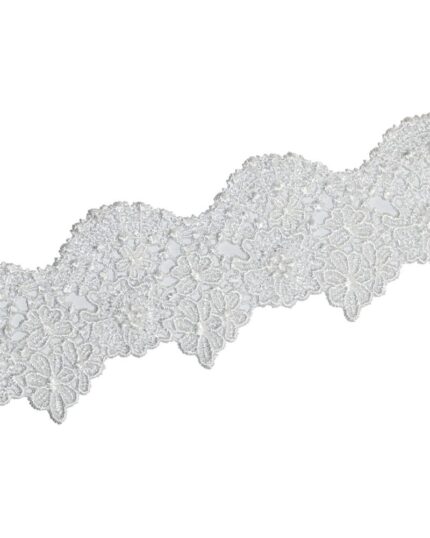 Dantela brodata poliester 6cm - D611-alba