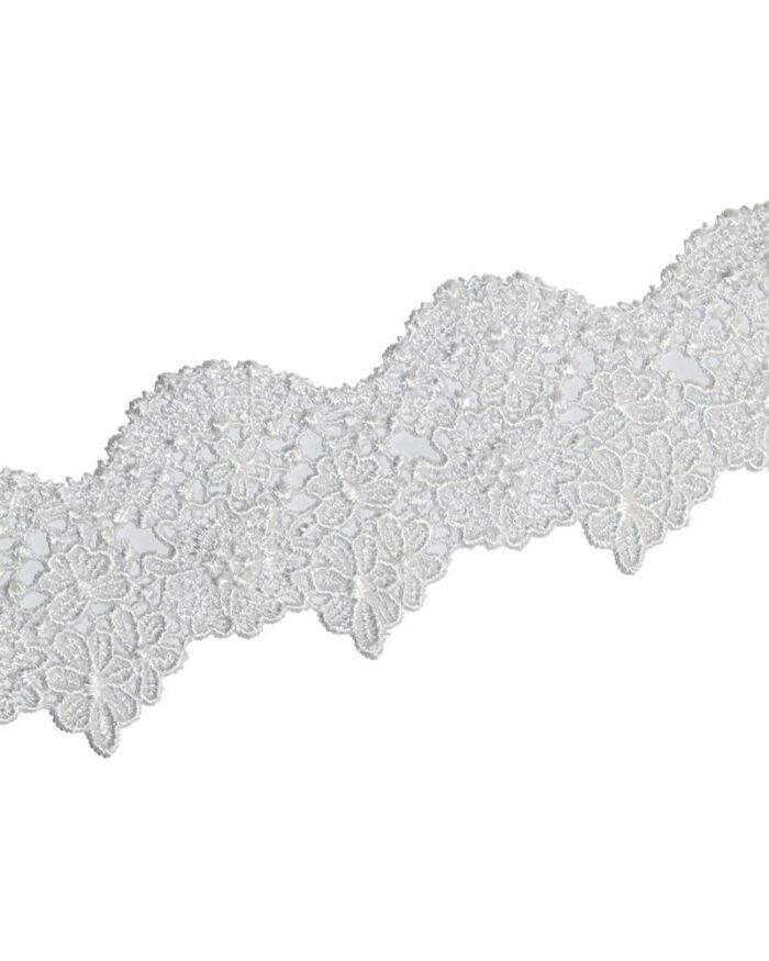 Dantela brodata poliester 6cm - D611-alba - imagine 1