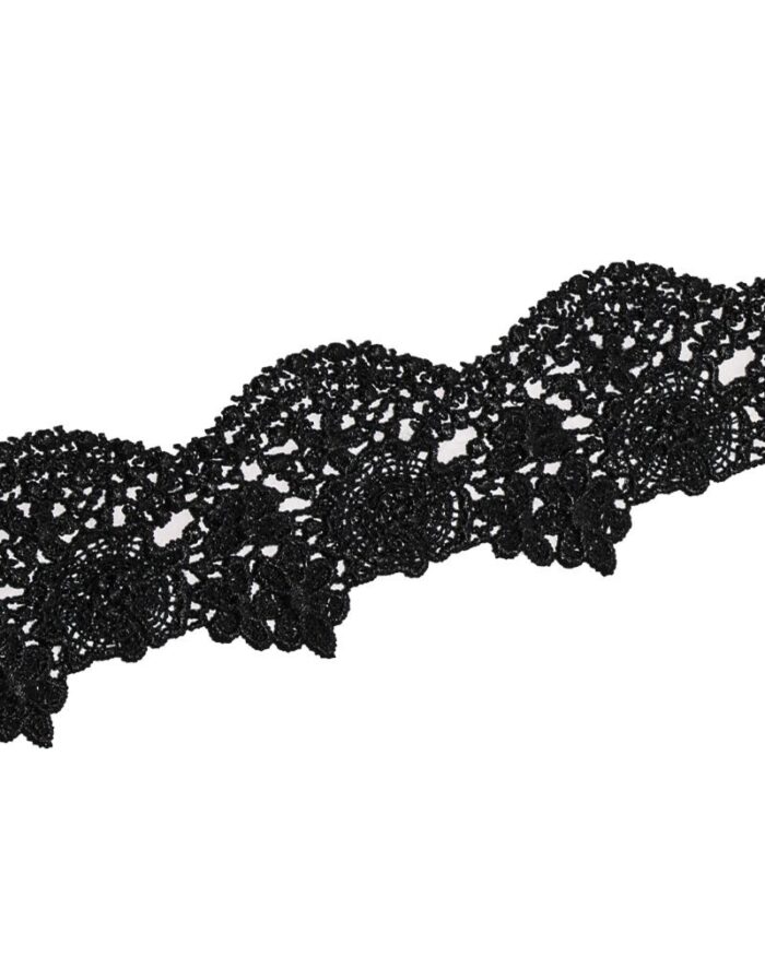 Dantela brodata poliester 6cm - D612-neagra - imagine 1