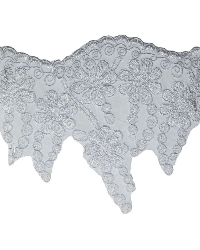 Dantela poliester cu model 16cm_DM307-alb-rece Dantela poliester cu model 16cm - DM307-alb-rece - imagine 1