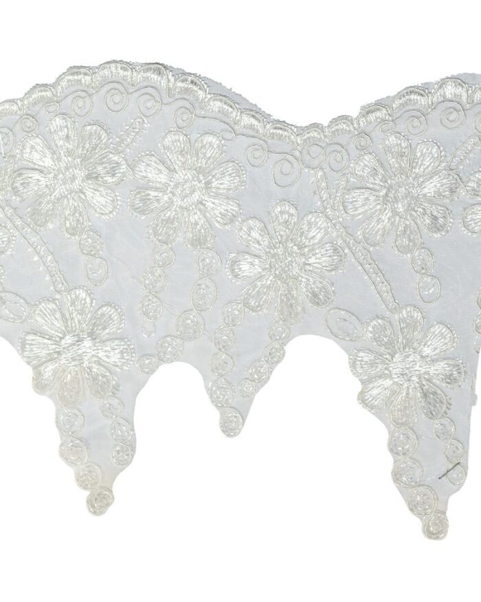 Dantela poliester cu model 16cm - DM308-alb-cald - imagine 1