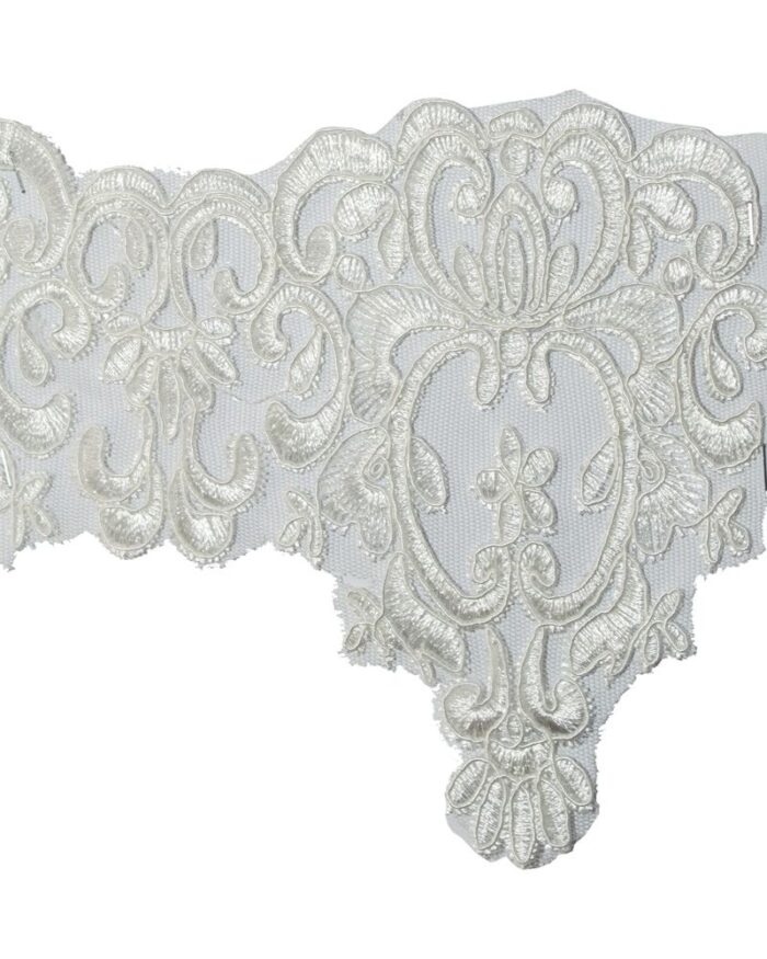 Dantela poliester cu model 15cm - DM306-alb-cald - imagine 1