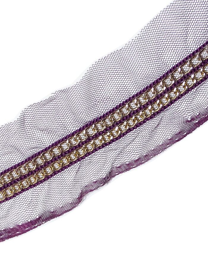 Pasmanterie banda cu lant auriu 65+15mm; banda pasmanterie; banda pasmanterie cu lant; pasmanterie