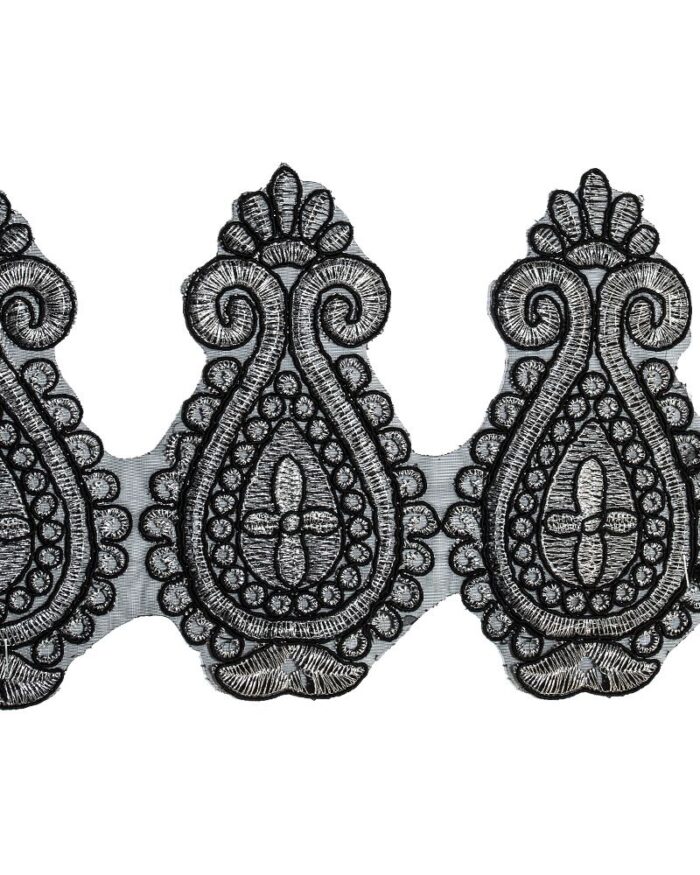 dantela-brodata-poliester+lurex-14cm_DBR1040-argintiu Dantela brodata poliester+lurex 14cm - DBR1040-argintiu - imagine 1