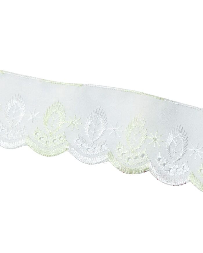 dantela bumbac pentru copii-5cm - BB401-alb+verde - imagine 1