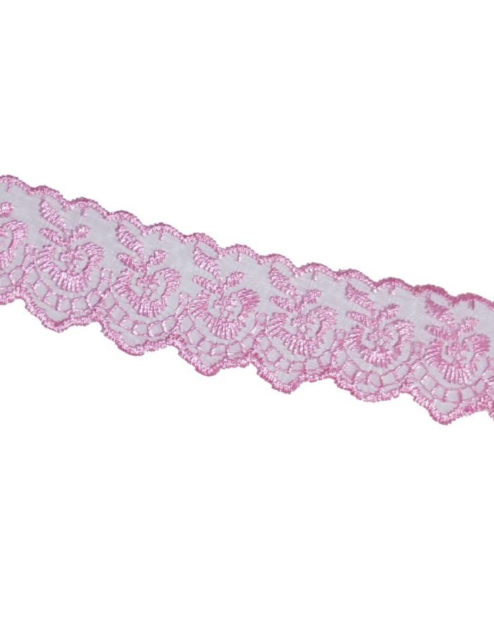 pasmanterie dantela organza tip angora 35mm - AG05-roz - imagine 1