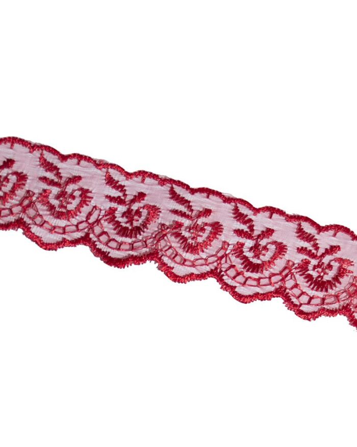 pasmanterie dantela organza tip angora 35mm - AG09-rosu - imagine 1