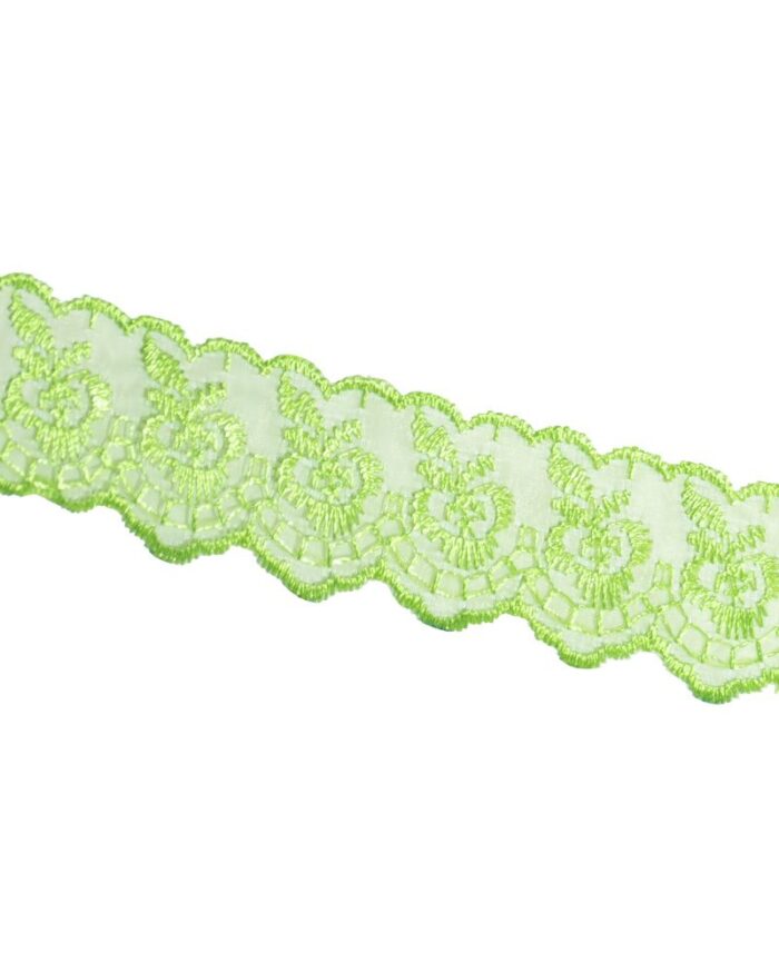 pasmanterie dantela organza tip angora 35mm - AG13-verde-mar - imagine 1