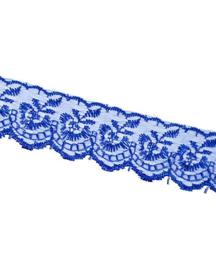 pasmanterie dantela organza tip angora 35mm - AG16-albastru - imagine 1