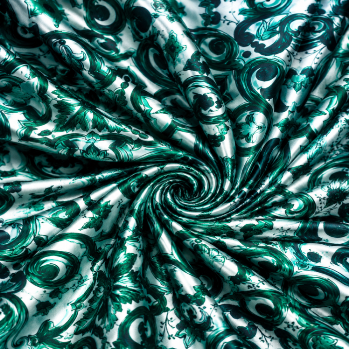 ChatGPT-Image-24-iun.-2026-23_17_43 Material Satin Elastic cu Imprimeu Baroc – Verde - imagine 1