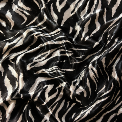 Material Satin Elastic Zebra Alb-Negru