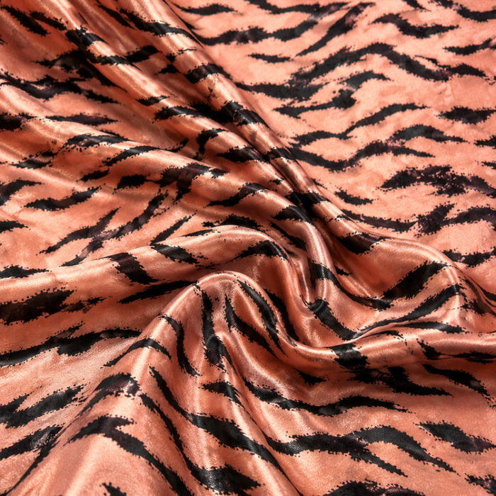 Material Satin Elastic Zebra Somon - imagine 1