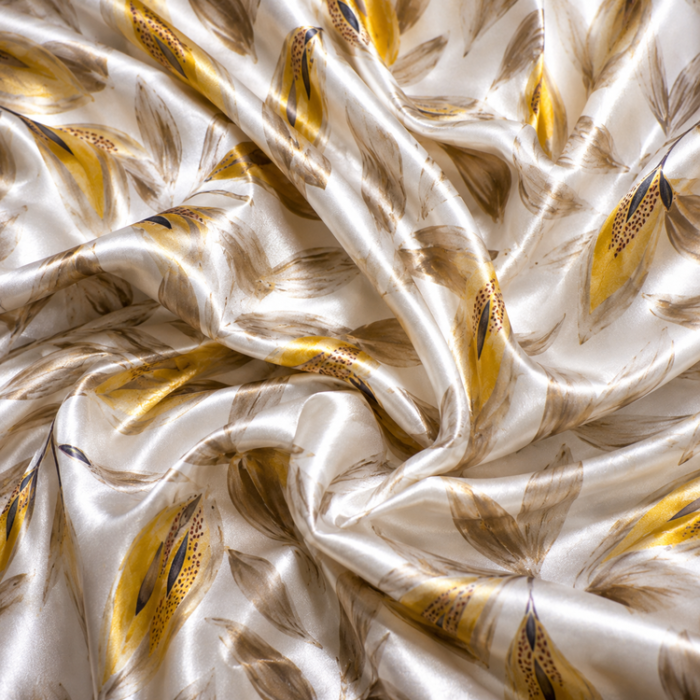 ChatGPT Image 8 iul. 2026, 19_28_03 Material Satin Elastic cu Frunze – Galben - imagine 1